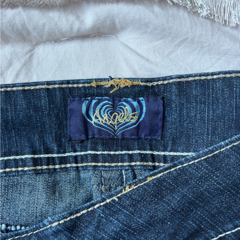 Women’s Y2K Straight Leg Dark Blue Denim Jeans from Angels Mid Rise - Picture 7 of 9
